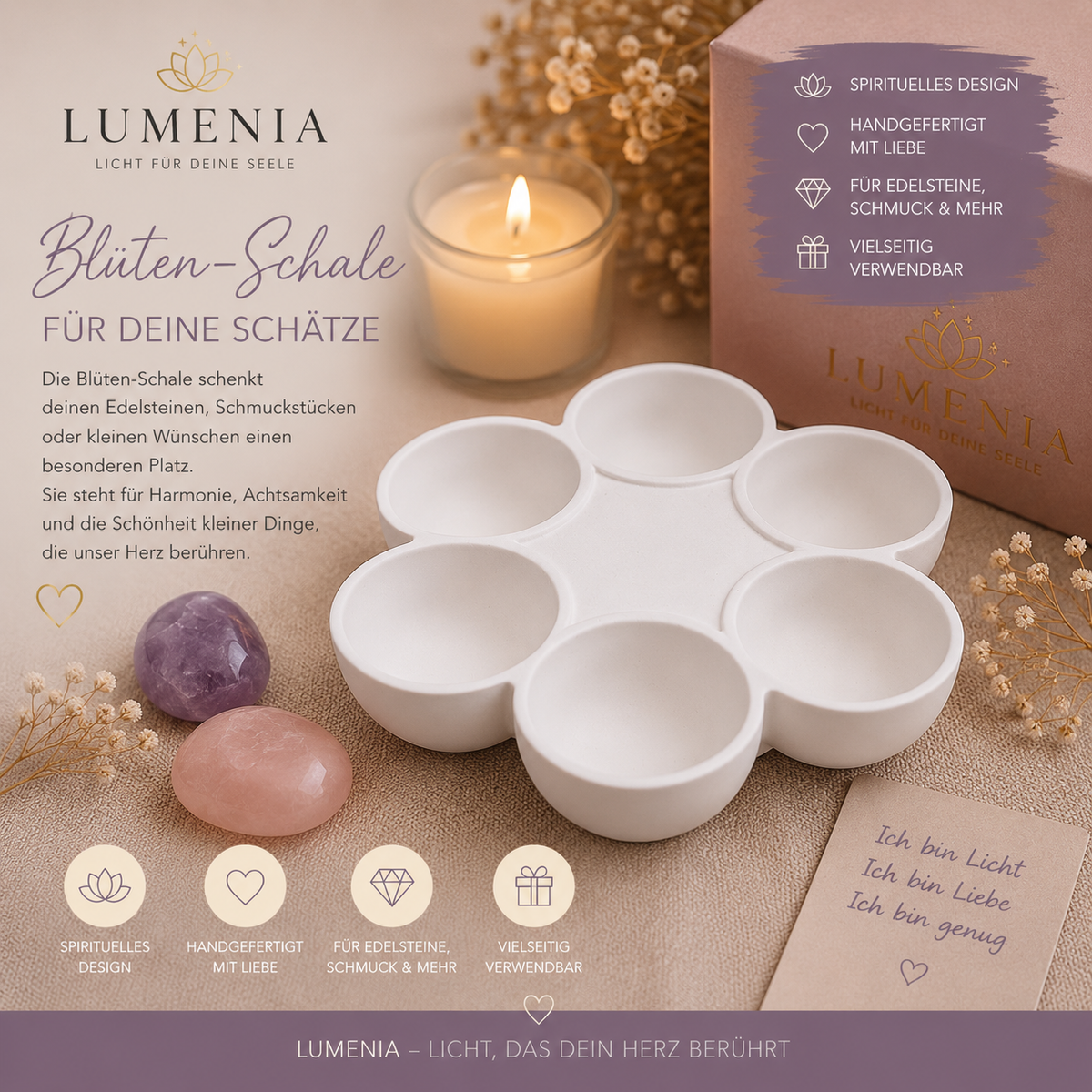 Schale mit Mulden – Schmuck- & Edelsteinablage aus Kerra Craft