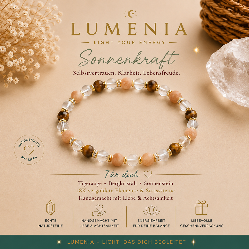 Lumenia Mutlicht - Sonnenstein, Tigerauge und Bergkristall