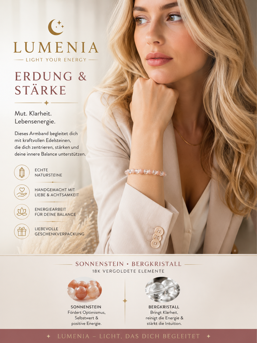 Lumenia Herzlicht - Bergkristall & Sonnenstein