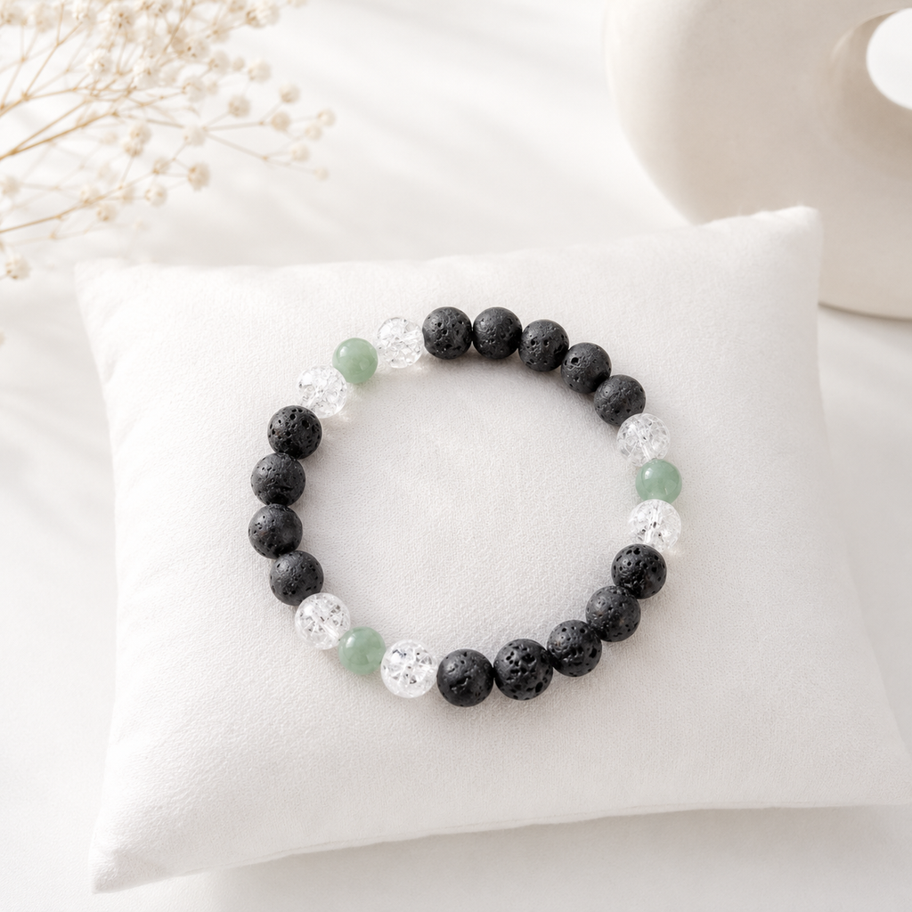 Lumenia Erdlicht Armband – Aventurin, Bergkristall & Vulkanstein