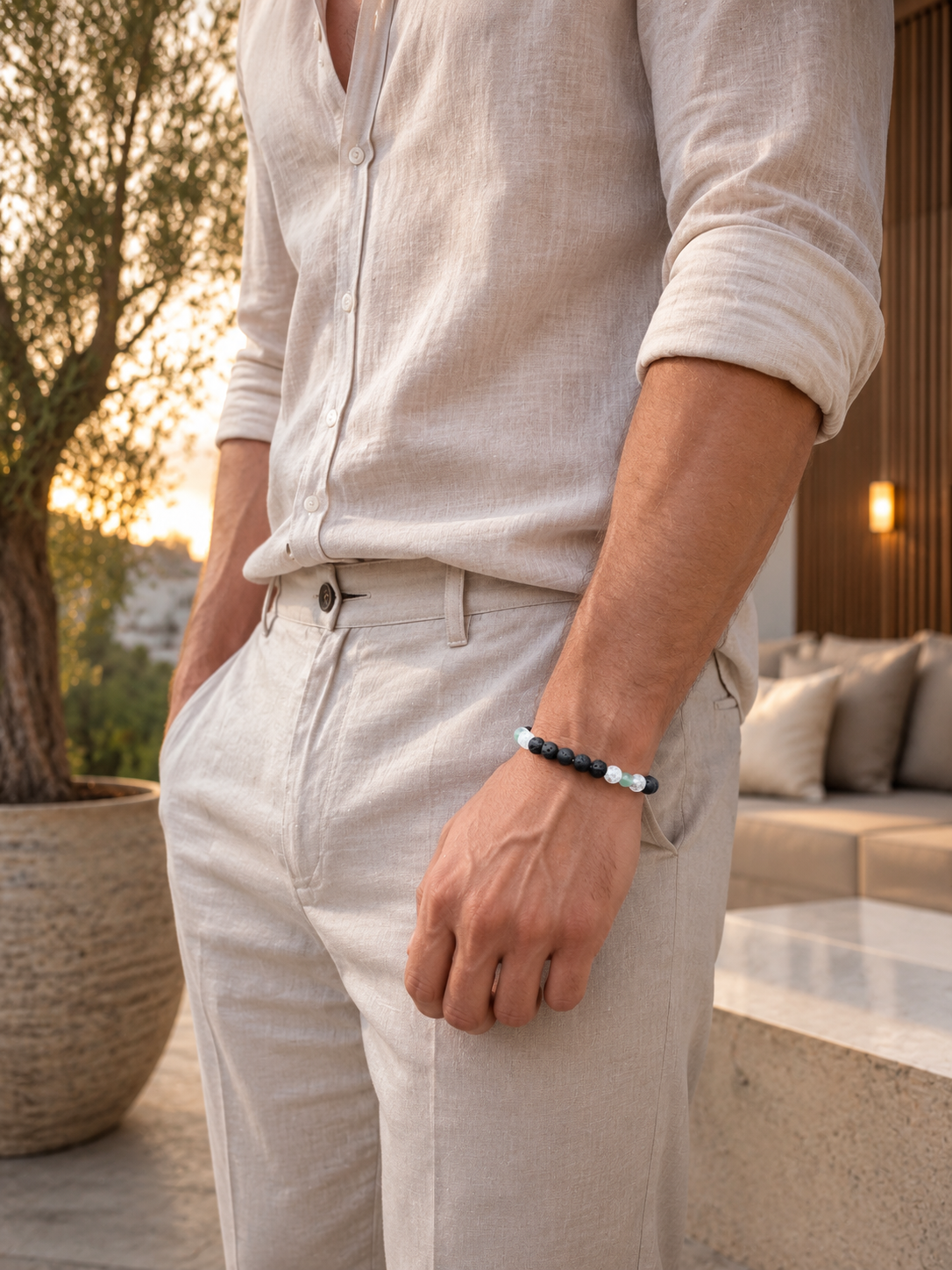 Lumenia Erdlicht Armband – Aventurin, Bergkristall & Vulkanstein