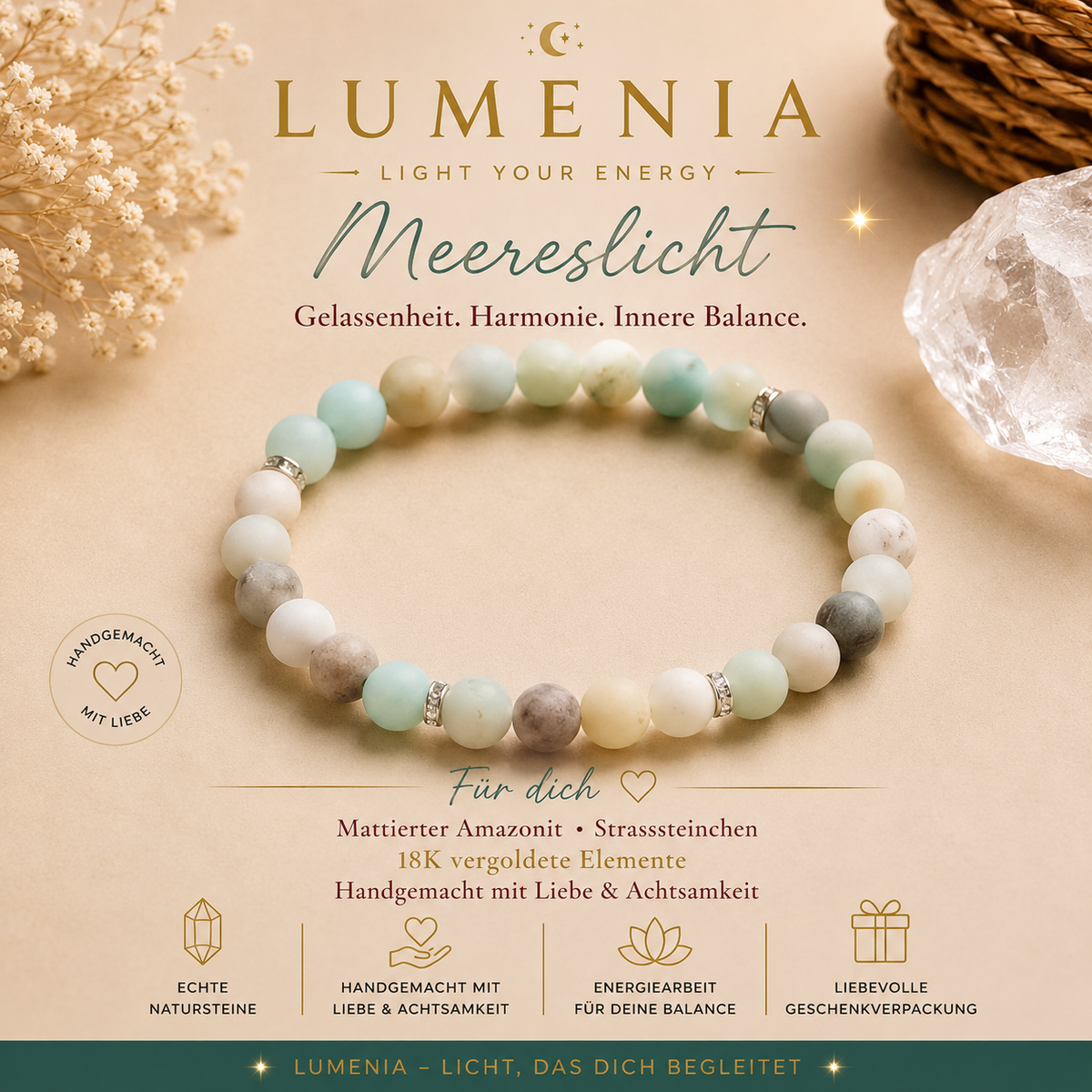 Lumenia Amazonit Armband – Naturstein & Ruhe